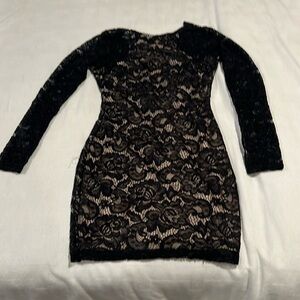 Windsor black lace dress cream slip under
